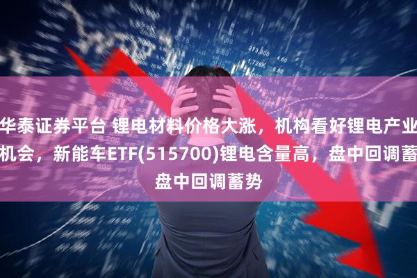 华泰证券平台 锂电材料价格大涨，机构看好锂电产业链机会，新能车ETF(515700)锂电含量高，盘中回调蓄势