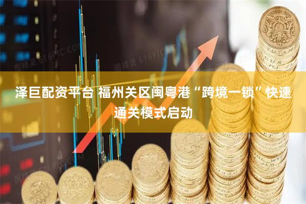 泽巨配资平台 福州关区闽粤港“跨境一锁”快速通关模式启动