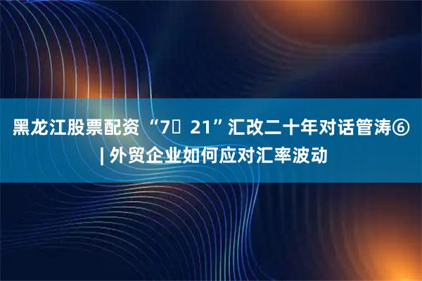黑龙江股票配资 “7・21”汇改二十年对话管涛⑥ | 外贸企业如何应对汇率波动